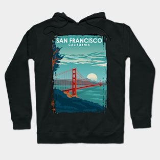 San Francisco California Travel Poster Golden Gate Brigde Hoodie